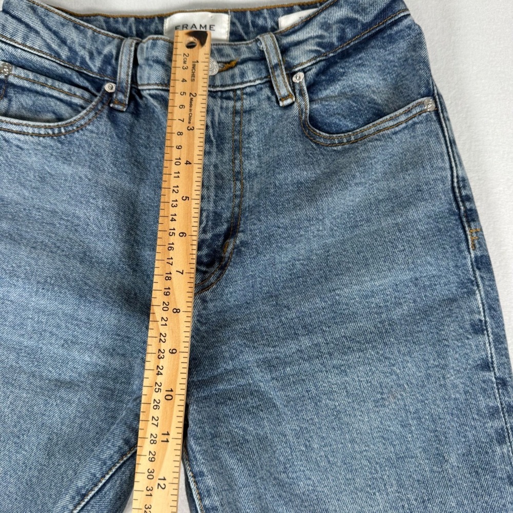 FRAME The Ruler Straight Leg Jeans Women 24 Blue Denim High Rise Stretch Classic - Picture 6 of 11